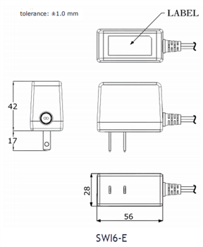 Mechanical Drawing - CUI Inc SWI6 6W Wall Plug Adapters